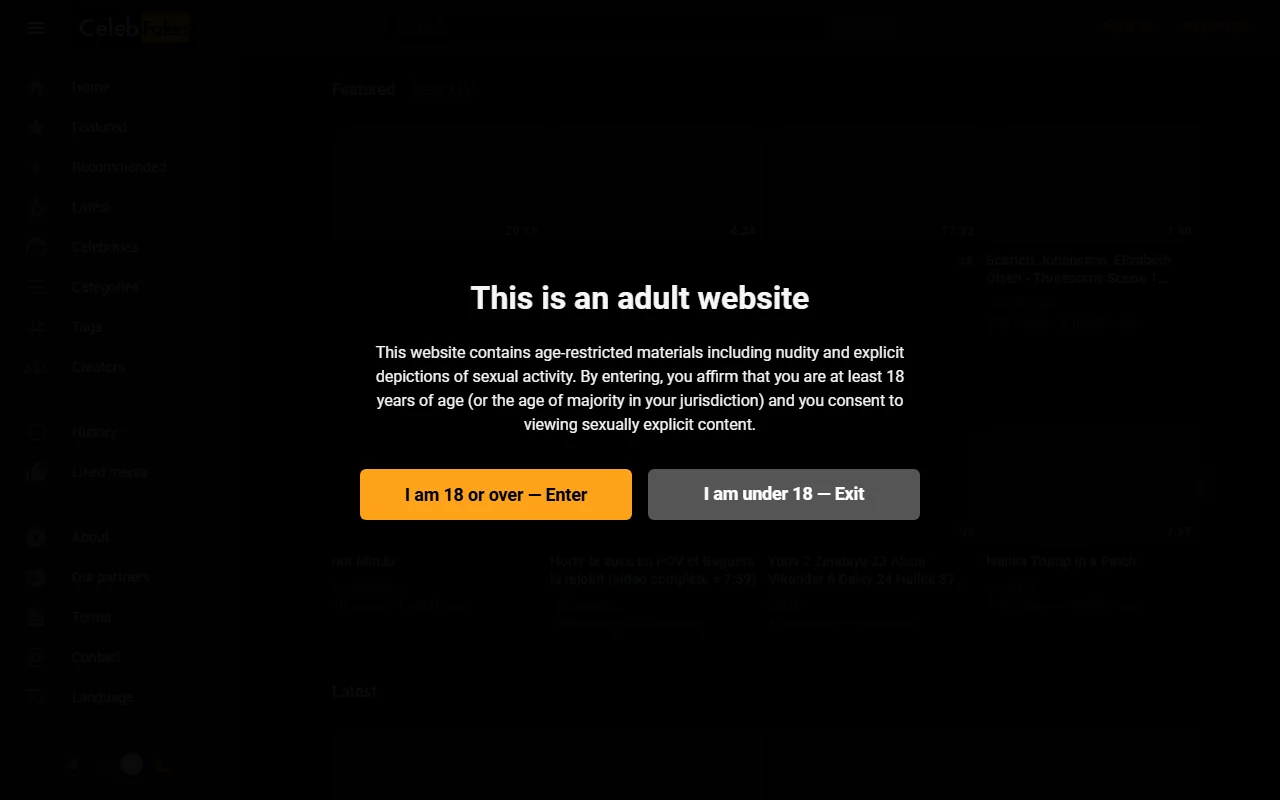 Screenshot: Celebfakes Website Review Screenshot of Celebfakes Website Review